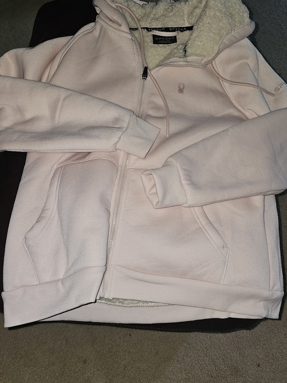 Spyder Women's Pale Pink Sherpa-Lined Full-Zip Hoodie